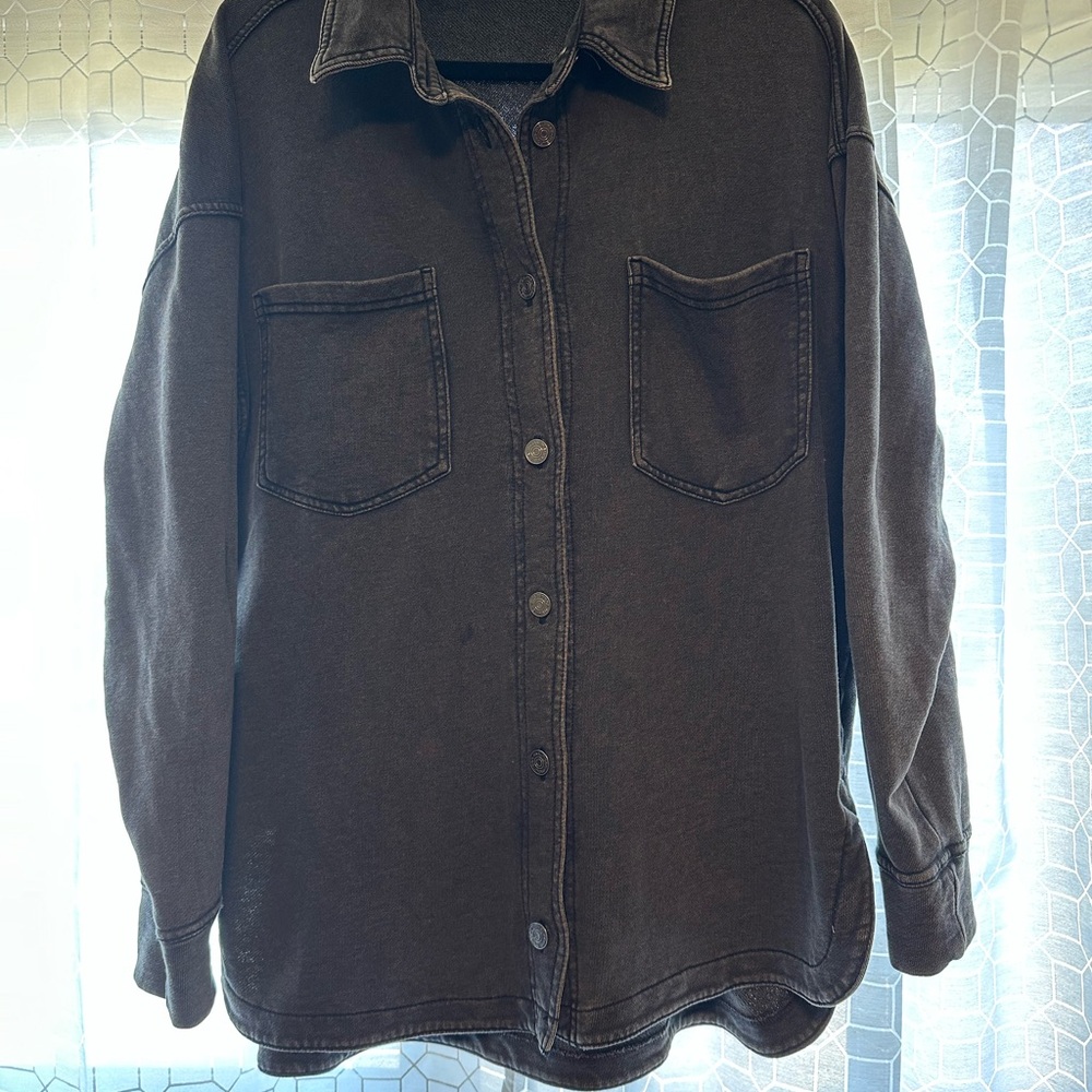 Washed Knit Denim Shacket